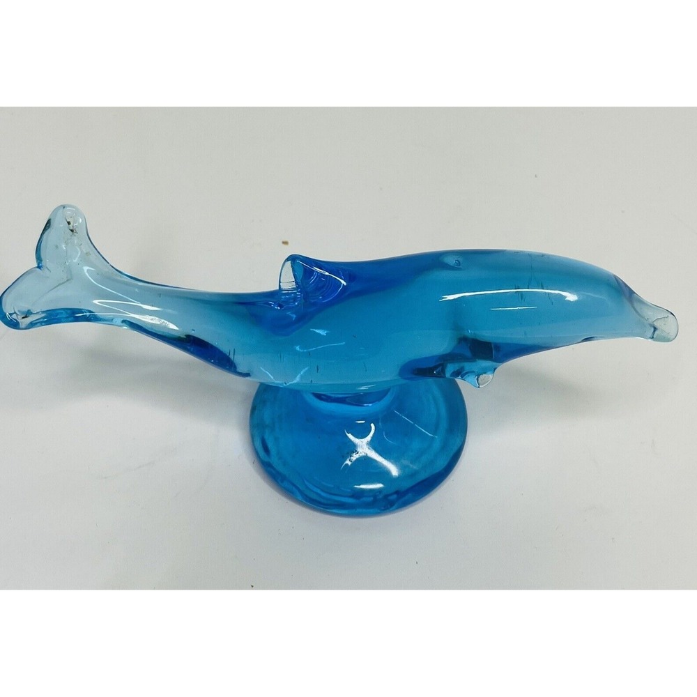 Vintage Phoenix Studio Blue Dolphin Glass Paperweight Figurine Ron Ray Art‎